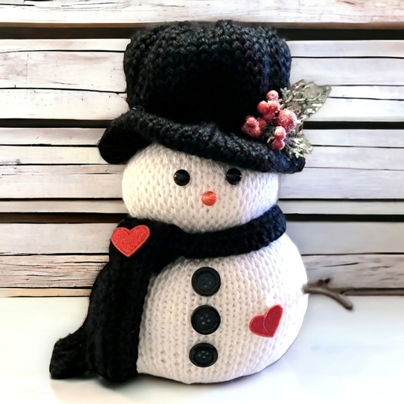Handcrafted 9" Snowman w/ Top Hat Christmas Decor Winter Holiday Gift Decoration - Picture 4 of 13